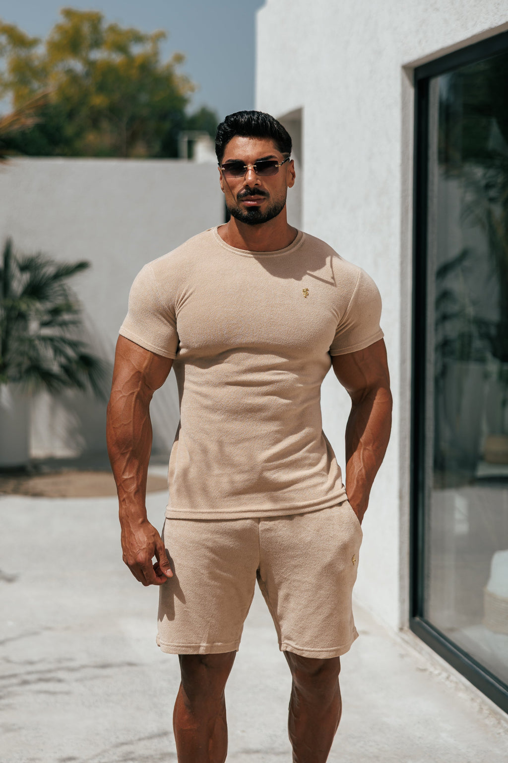 Father Sons Beige Towelling Shorts - FSTS663