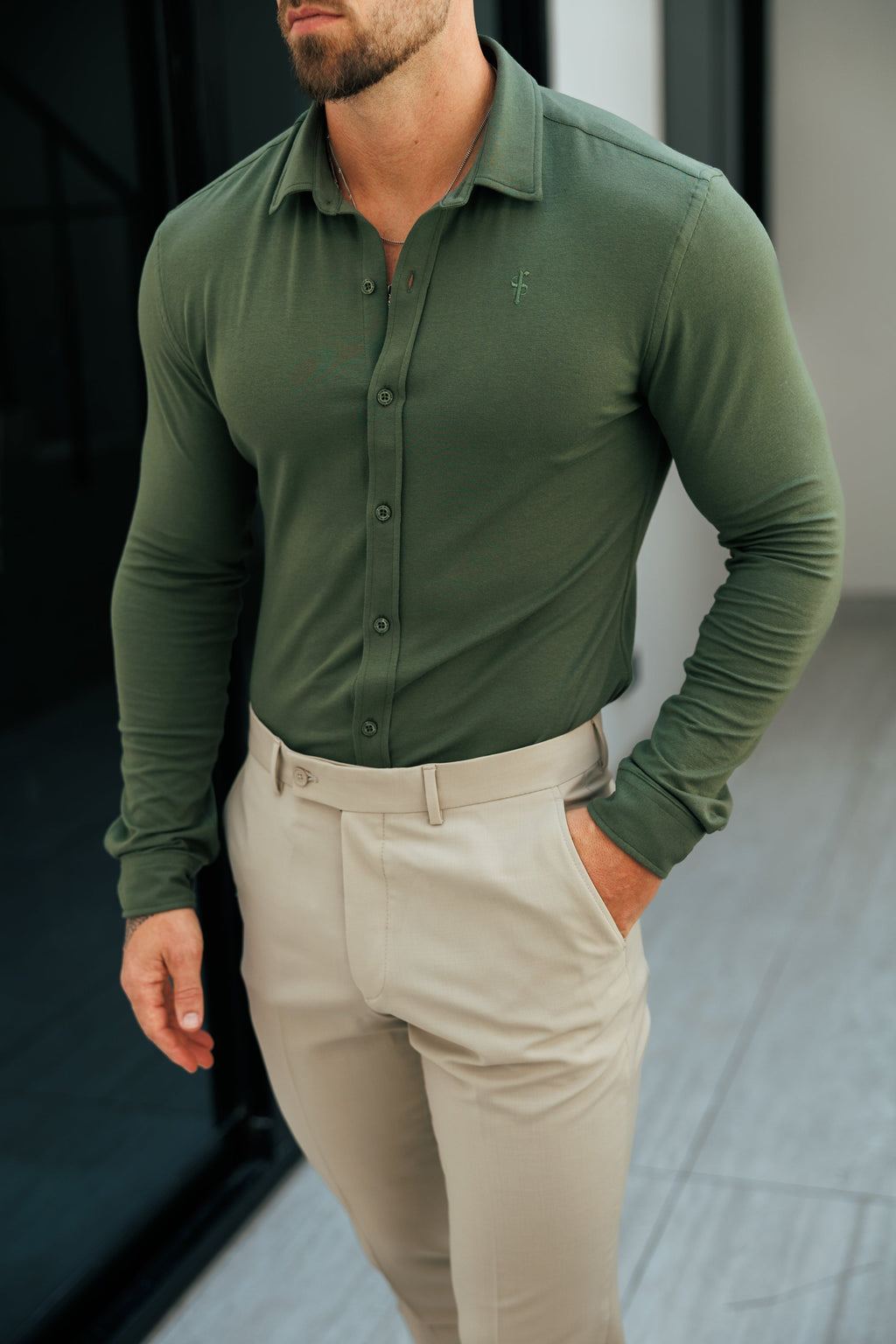 Father Sons Fitted Khaki Long Sleeve Jersey - FSD003